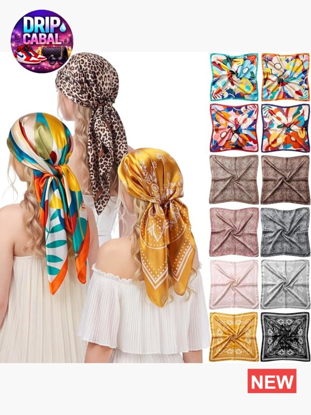 Silk Feel Large Square Scarf for Sleeping Hair Wrapping